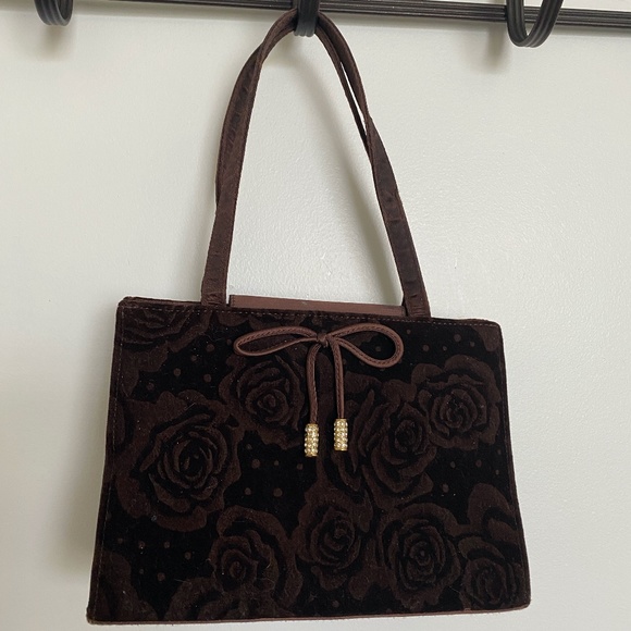 Vintage Flower Design Brown Tiny Bag - Picture 2 of 5